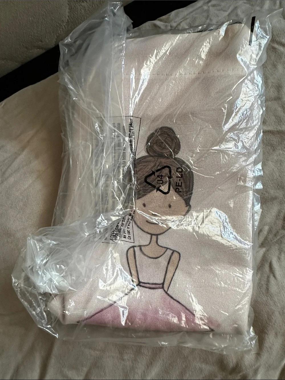Girls Pink Ballet Drawstring Backpack light pink/black
